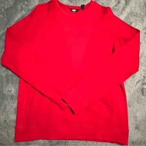 Land’s End Men's Medium Crewneck Waffle Knit Red Shirt | Long Sleeve
